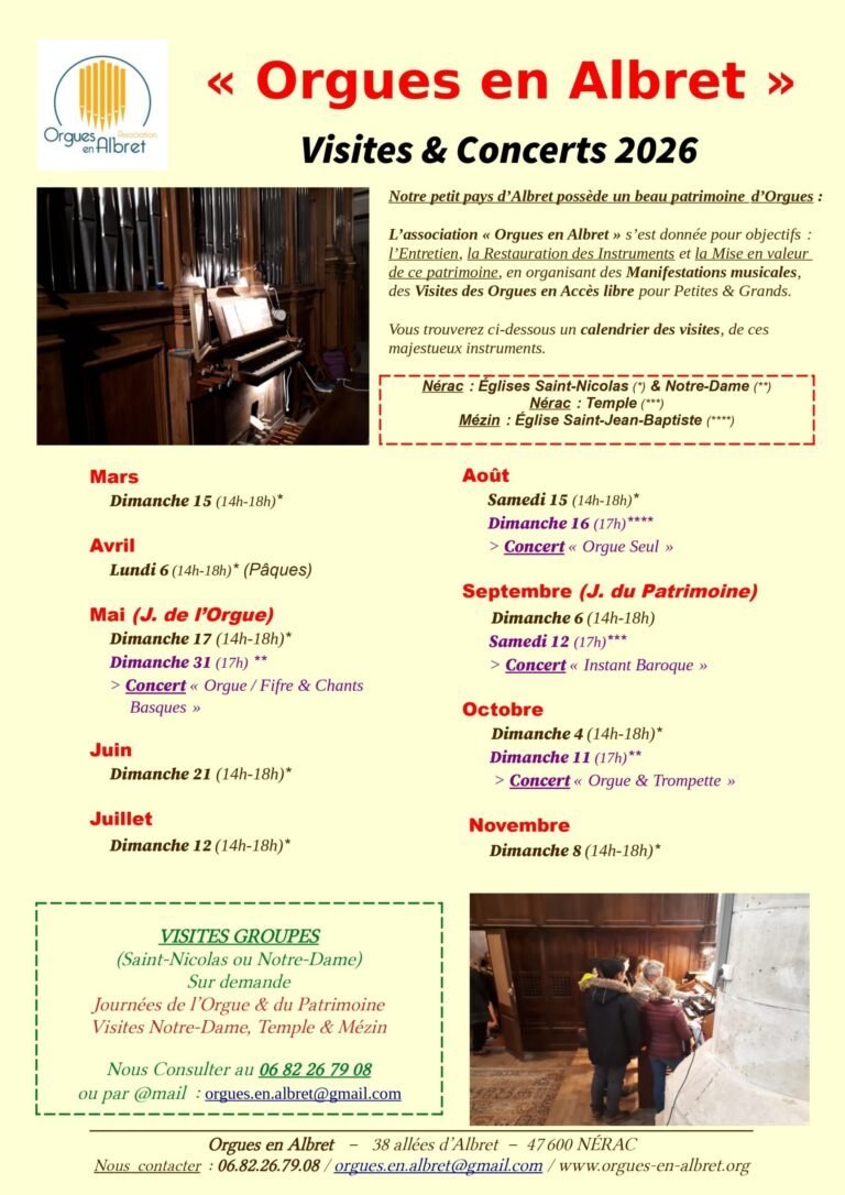 Lire la suite à propos de l’article Visite des Orgues 2026