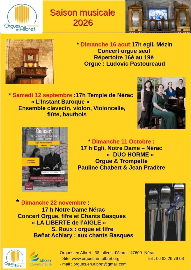 Lire la suite à propos de l’article Saison musicale 2026